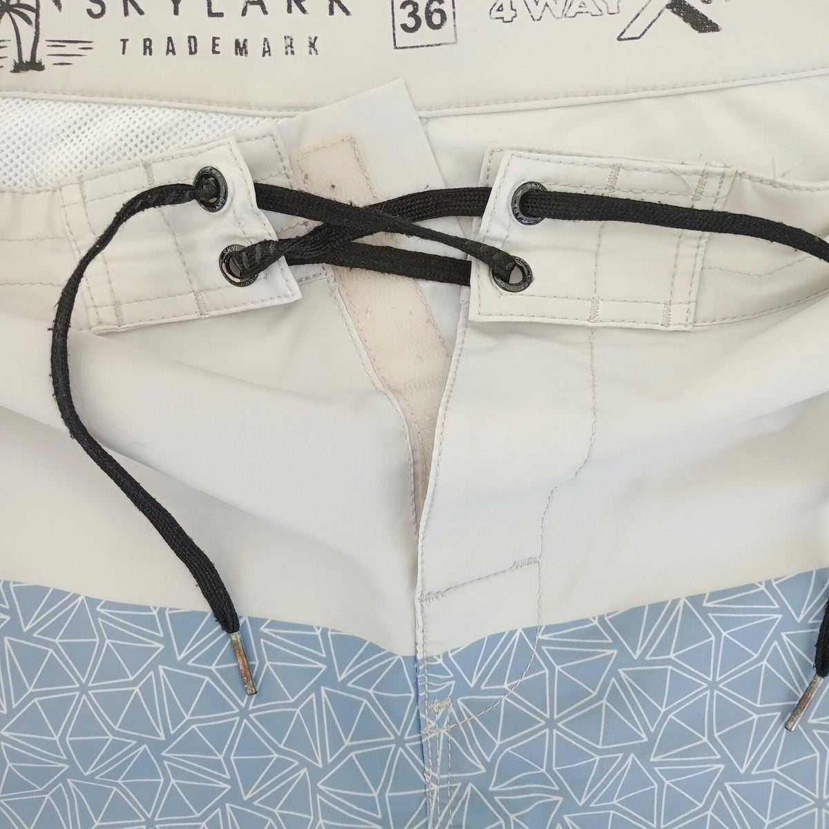 Skylark Swim Shorts Men's UK Size L Beige/Teal Polyester Rich Pockets Drawstring Blue