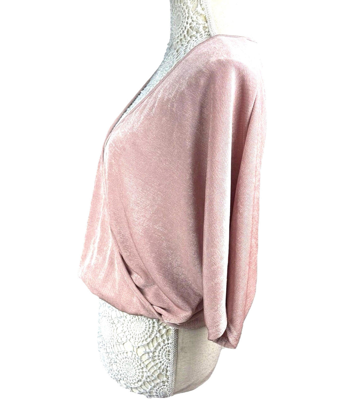 New Look Pink New Look Wrap Blouse Top Women's UK Size 10 Pink Drape Front Shimmer 3/4 Sleeve
