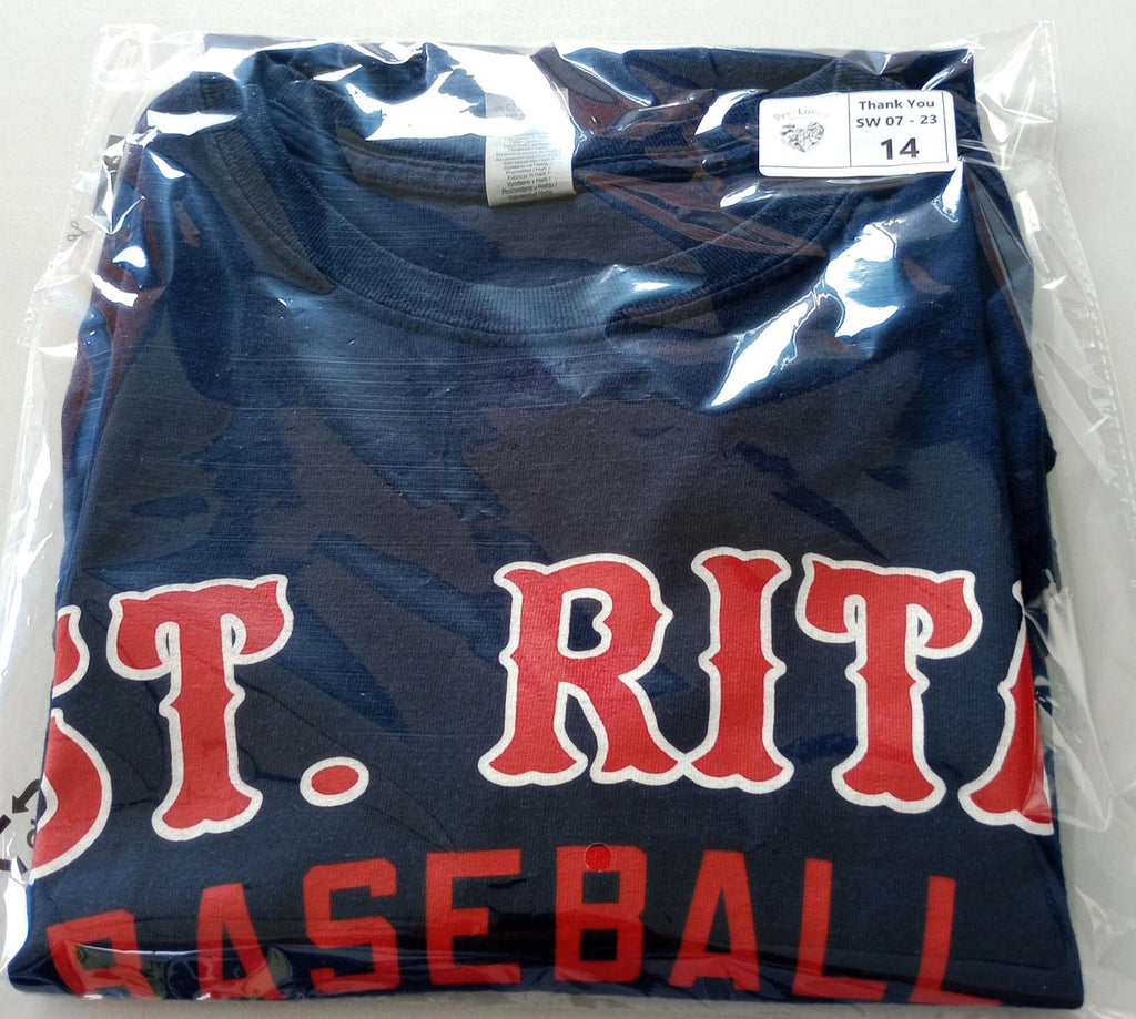 Gildan Blue St. Rita Baseball Graphic Print T-Shirt Men's UK Size XL Blue Crew Neck