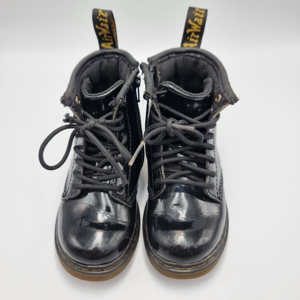 Dr Martens Toddler 1460 Black Patent Boots Side Zip Shoes Kids Size UK 7 EUR 24
