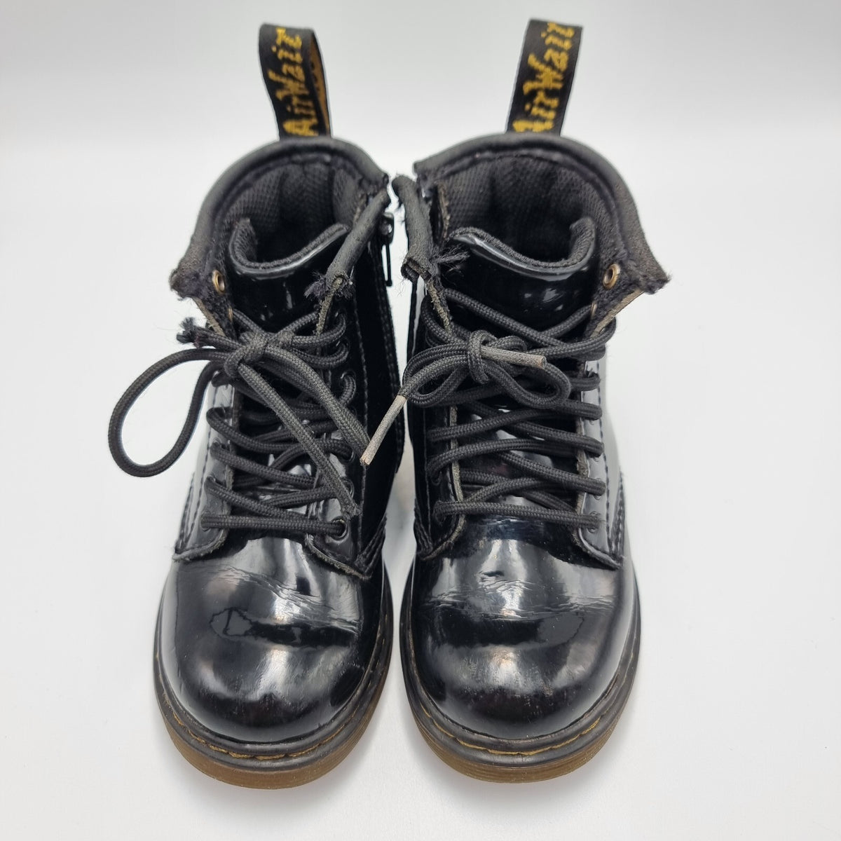 Dr Martens Toddler 1460 Black Patent Boots Side Zip Shoes Kids Size UK 7 EUR 24