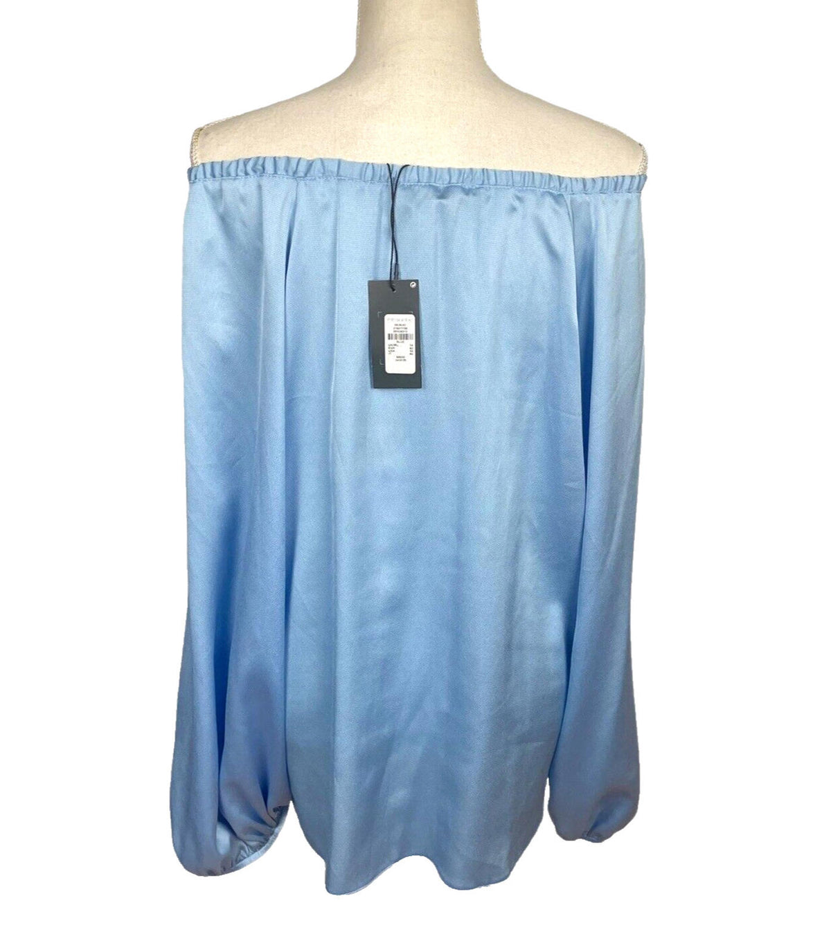 Primark LightBlue Primark Satin Look Off-The-Shoulder Blouse Women's UK Size 14 Blue Long Sleeve