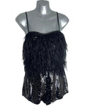 Pretty Little Thing Sequin Playsuit Women's UK Size 8 Feather Detail Strappy