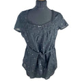 Oasis Black Oasis Blouse Women's UK Size 10 Black Glitter Lace Neckline Belted