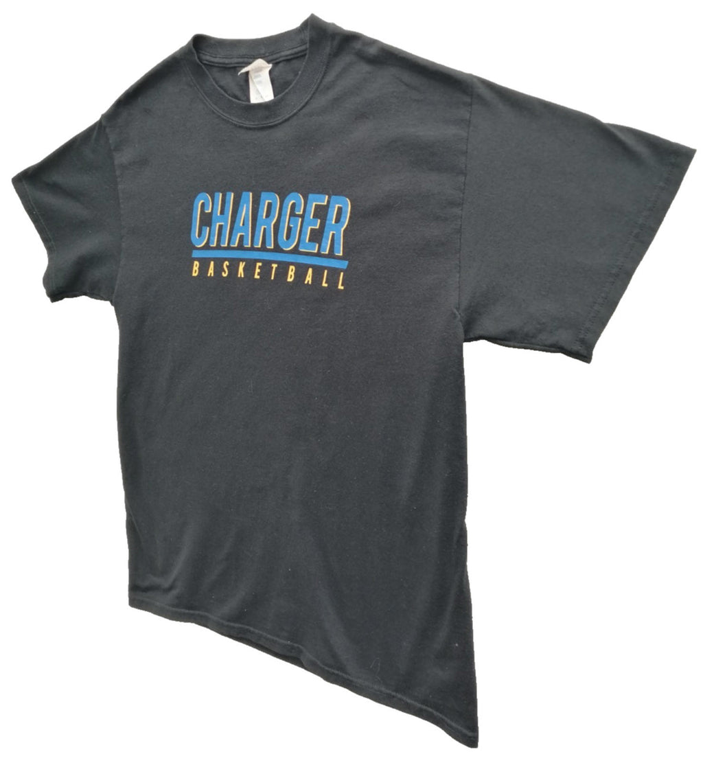 Port & Company Black Charger Basketball Sports Graphic Print T-Shirt Men's Size M Black Crew Neck