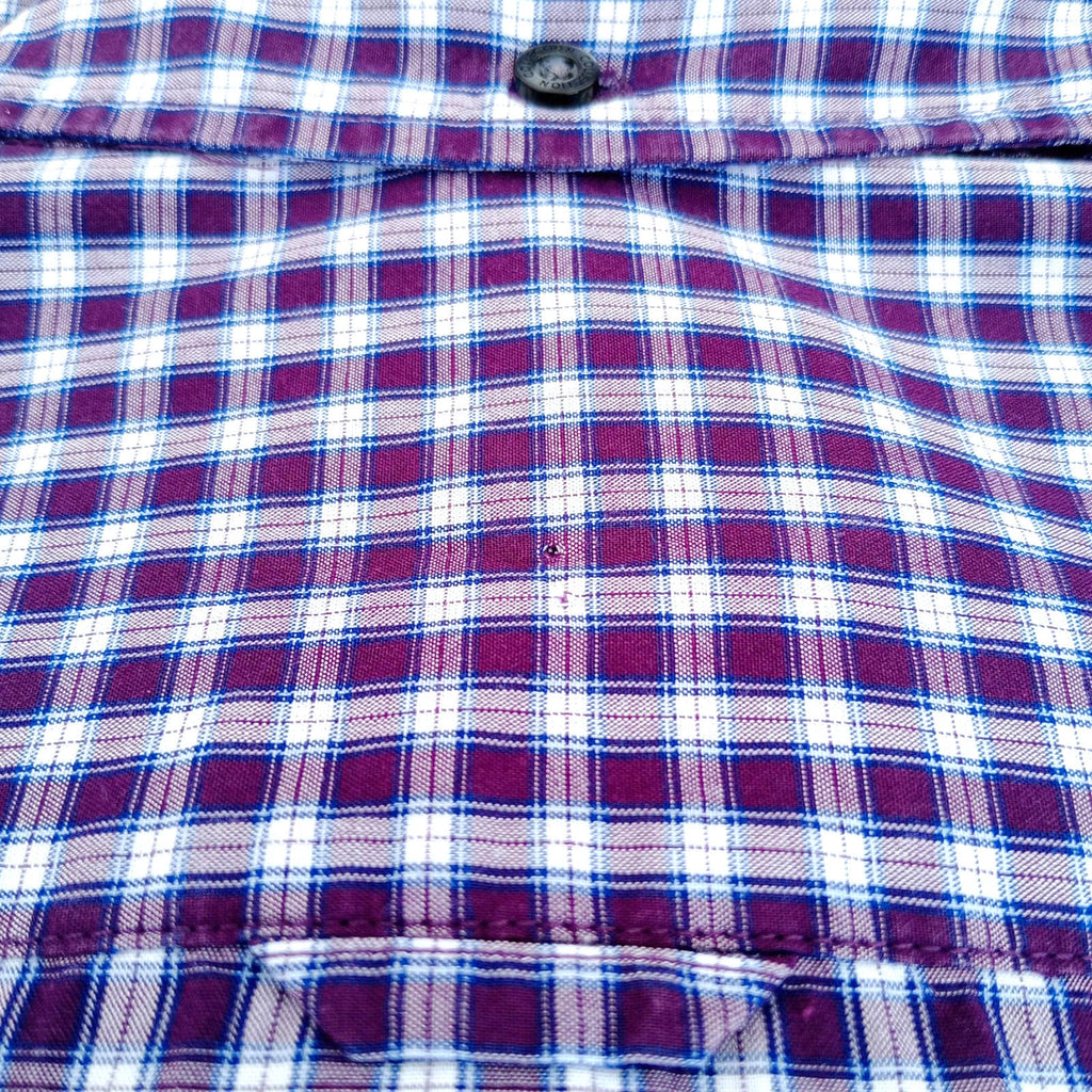 Marks & Spencer Plaid Shirt Men's UK Size L Purple White Button Down Long Sleeve