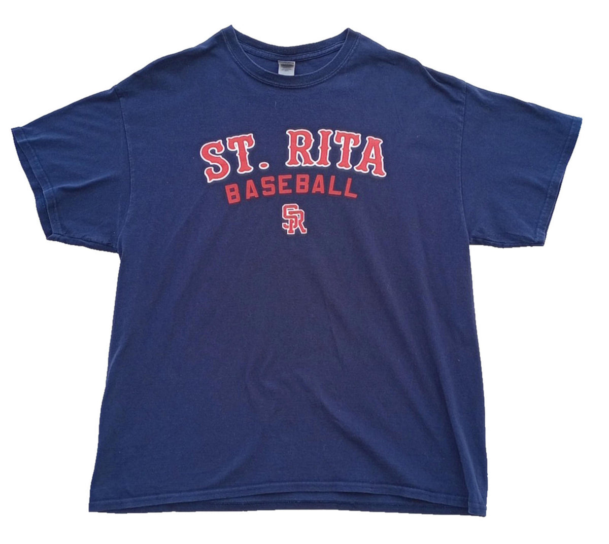 Gildan Blue St. Rita Baseball Graphic Print T-Shirt Men's UK Size XL Blue Crew Neck