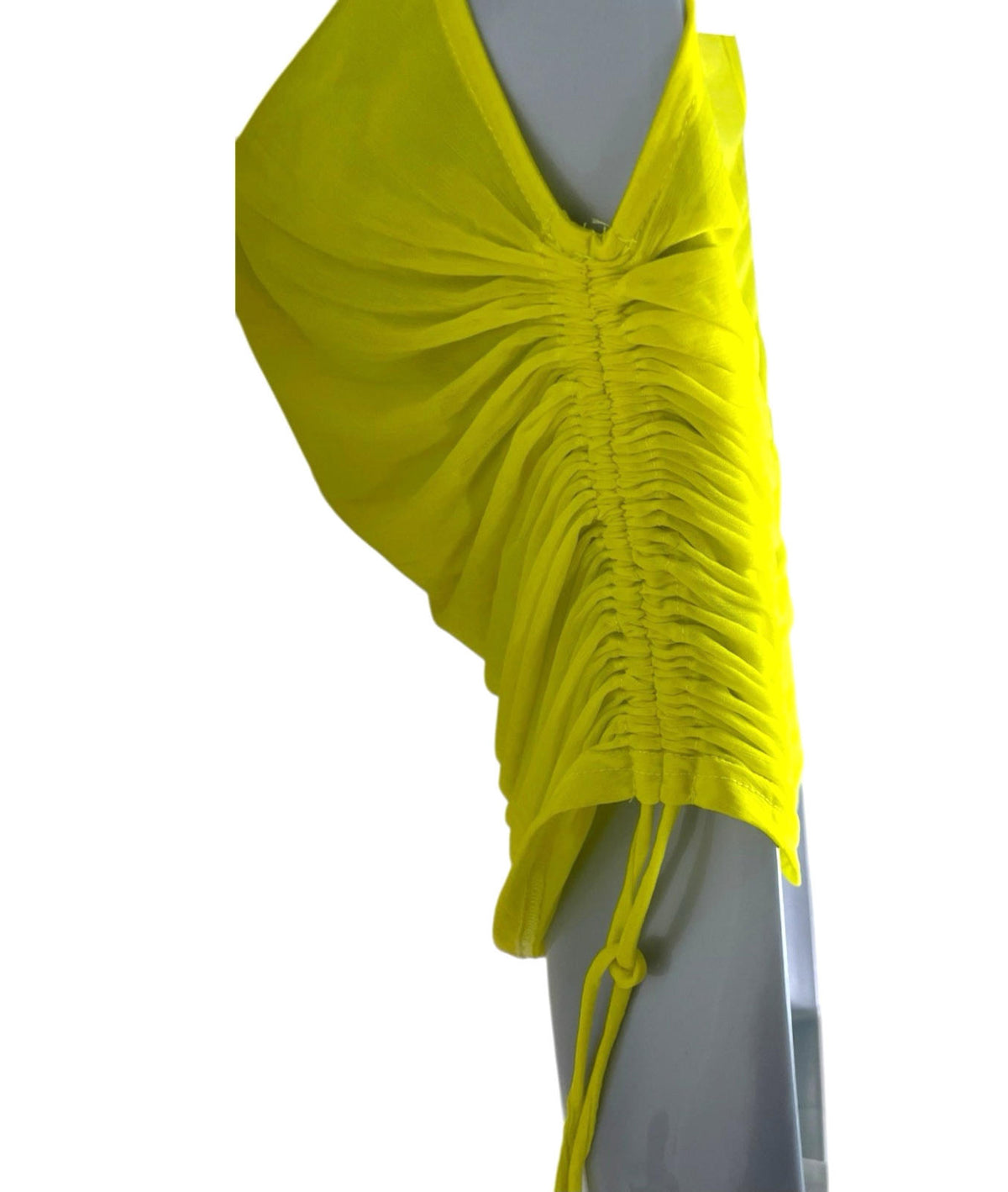 TopShop Yellow Topshop Bright Yellow Chiffon Top One Sleeve Sheer Women's UK Size 8-10