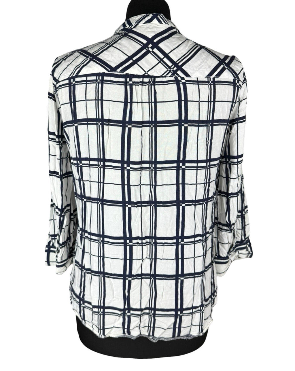 Atmosphere Plaid Shirt Blouse Women’s UK Size 10 Roll Tab Sleeve Check Pocket