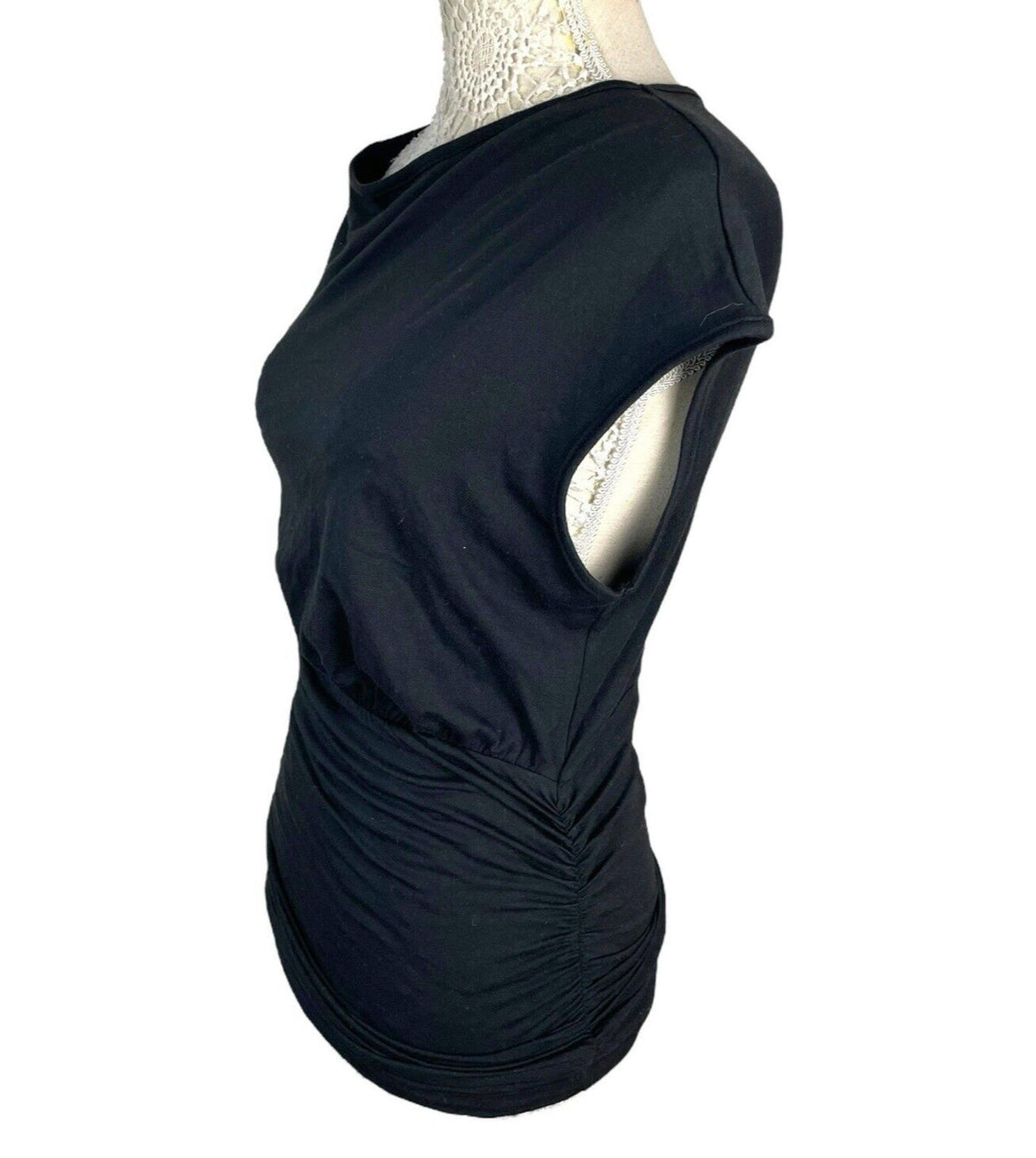 Pretty Little Thing Black Asymmetric Strap T-shirt Top Women's UK Size 8