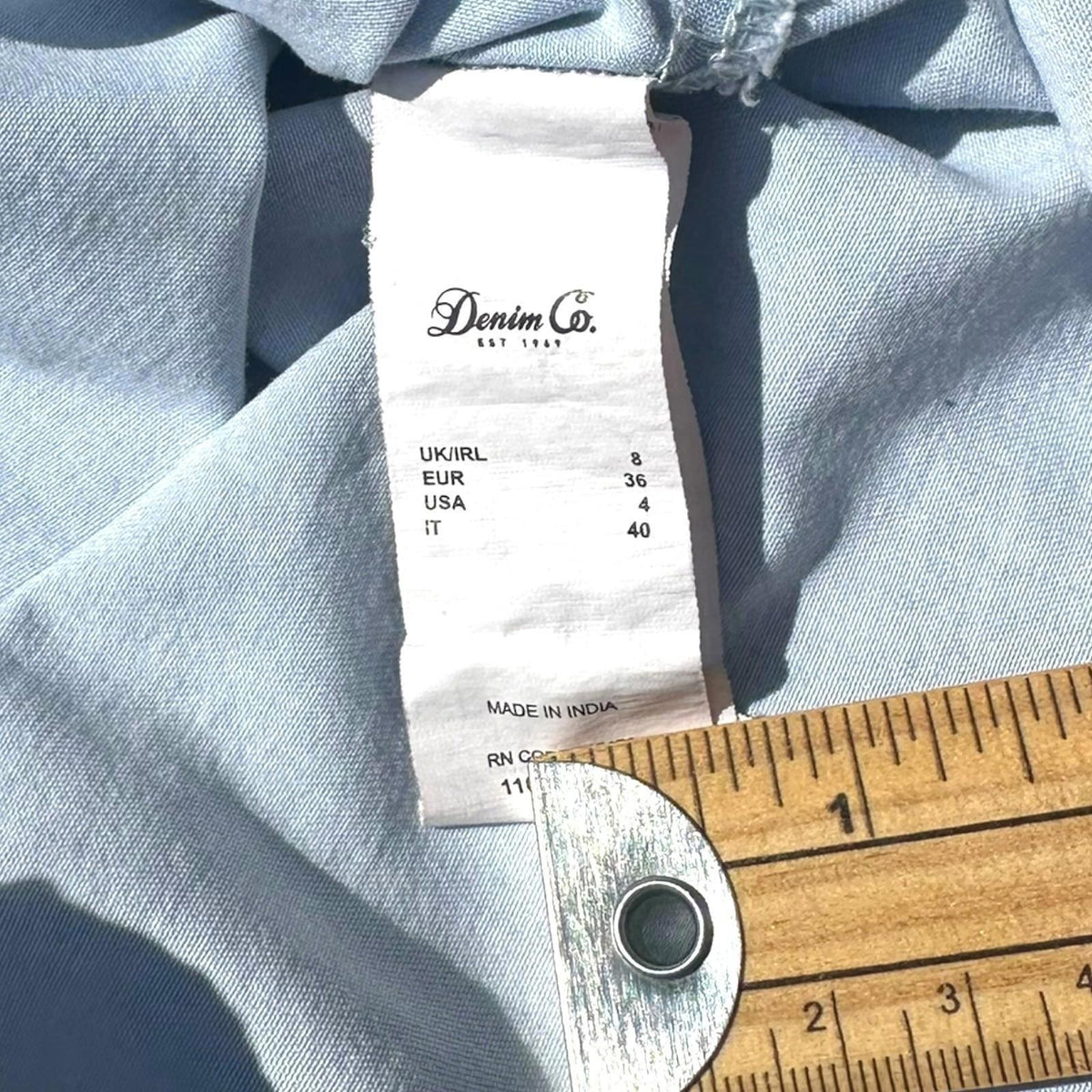 Denim Co Shirt Women's UK Size 8 Blue Long Sleeve Pocket Summer Button Front
