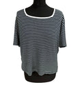 Alexon Black White Stripe T-Shirt Flannel Square Neck Women’s UK Size 16