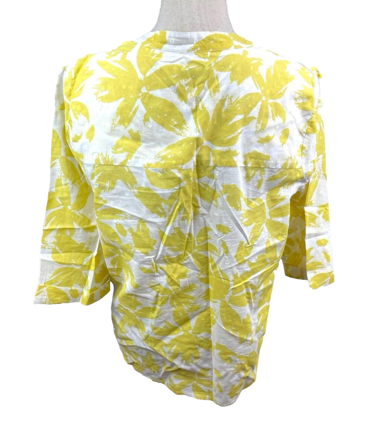 Marks and Spencer Yellow Marks & Spencer Blouse Floral Tunic Style 100% Cotton Women's UK Size 12