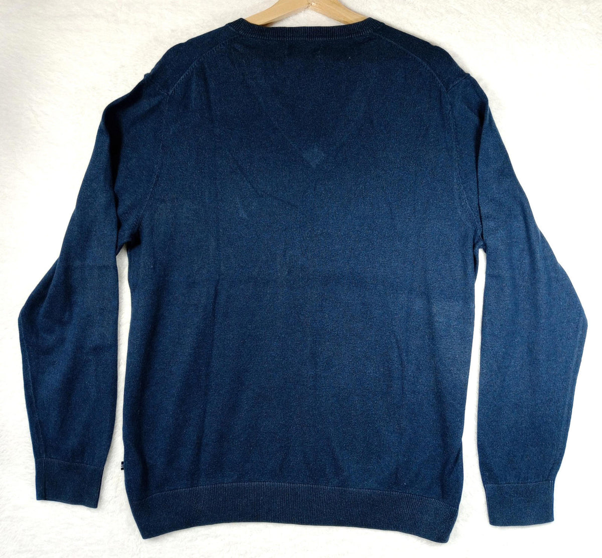 Nautica Jumper Men's UK Size L Blue Long Sleeve 100% Cotton Easy Care V-Neck
