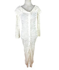 Maxi Dress Cream Textured Semi Sheer Shirt Dress Long Sleeve Women’s UK Size 8