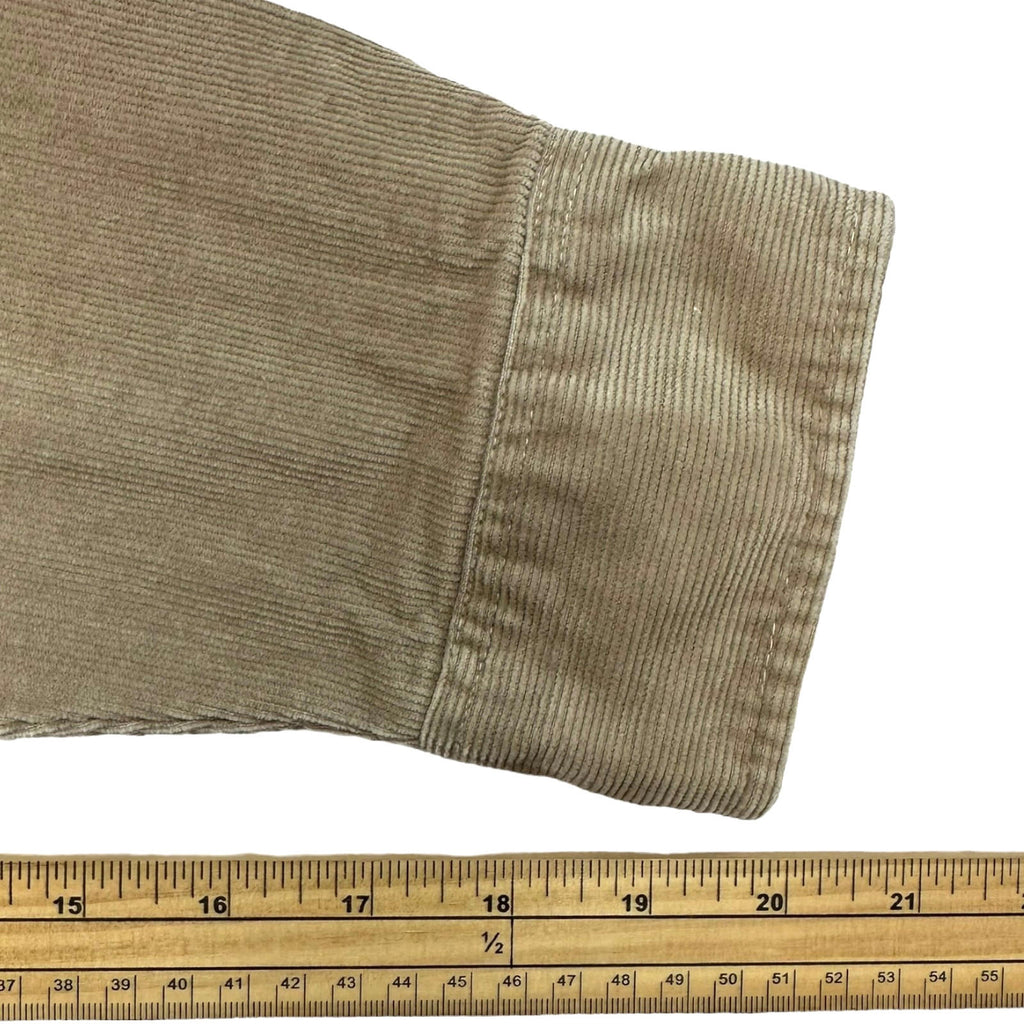 Windbreaker Corduroy Shirt Men's UK Size XL Beige Pockets Long Sleeve