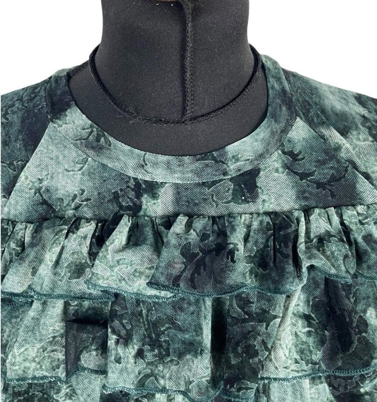Pretty Little Thing Green Crop Top Ruffle Layered High Beck Women's UK Size 8