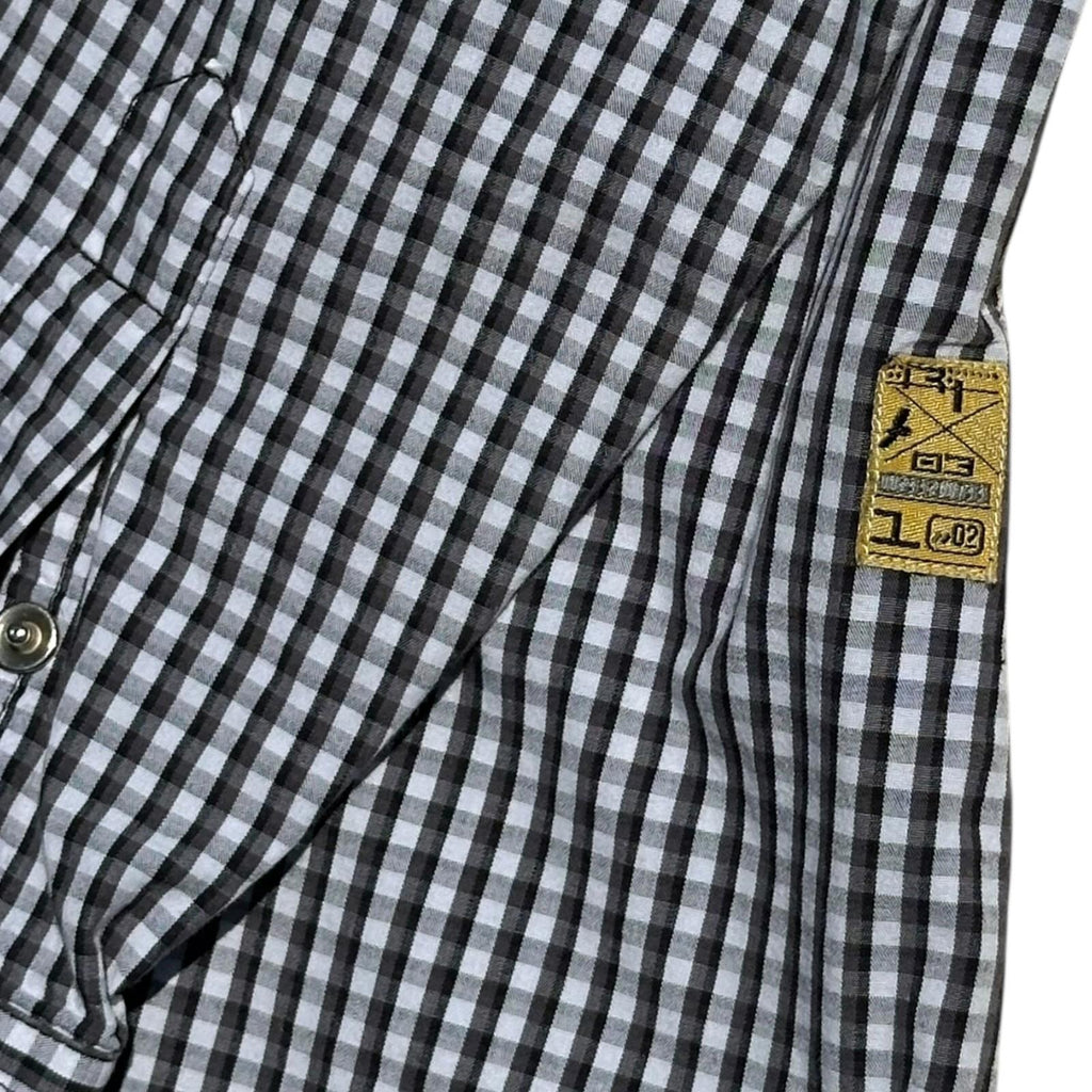 River Island Shirt Men's UK Size L Black & White Check Long Sleeve 100% Cotton