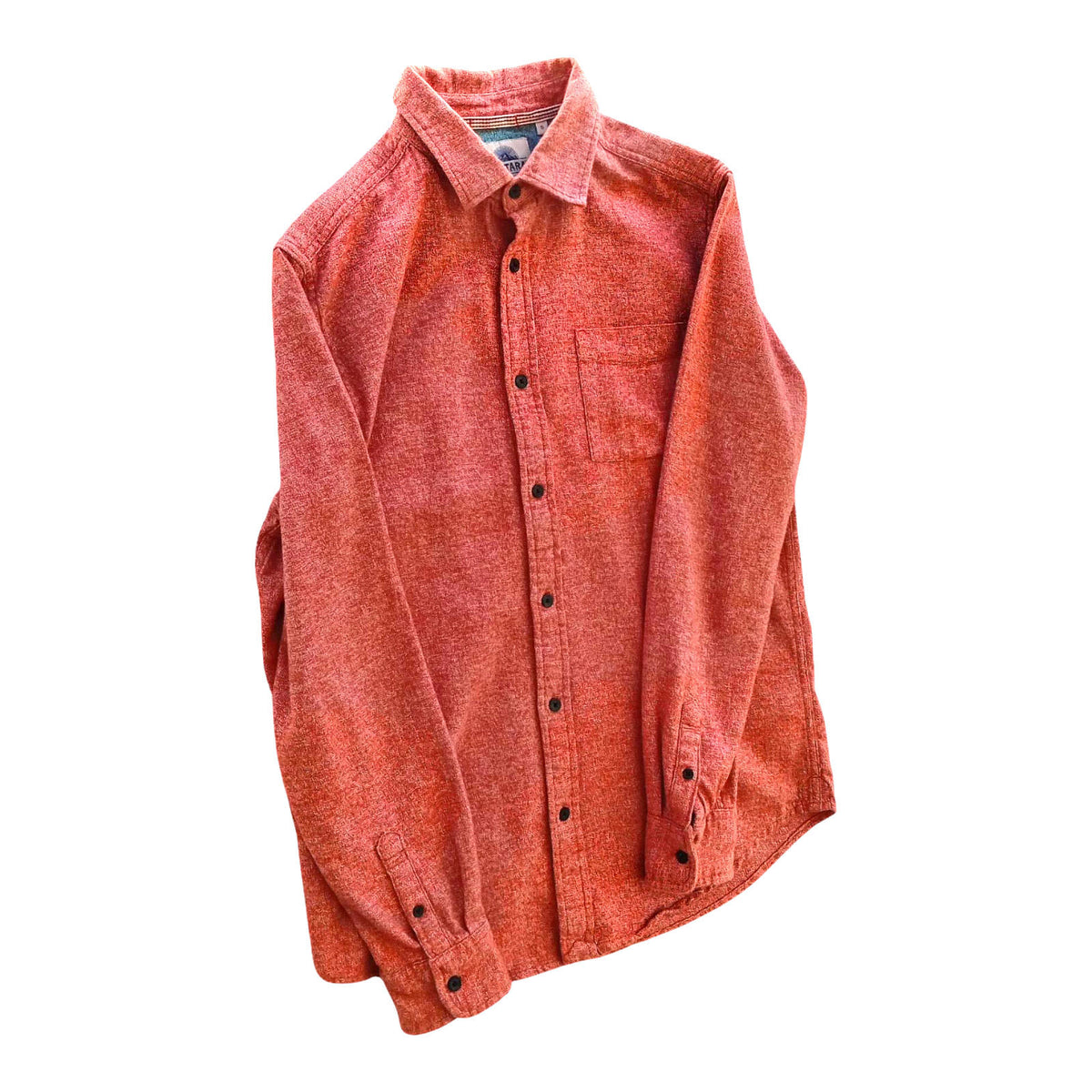 Mantary Shirt Orange Long Sleeved Pocket 100% Cotton UK Men's Size S