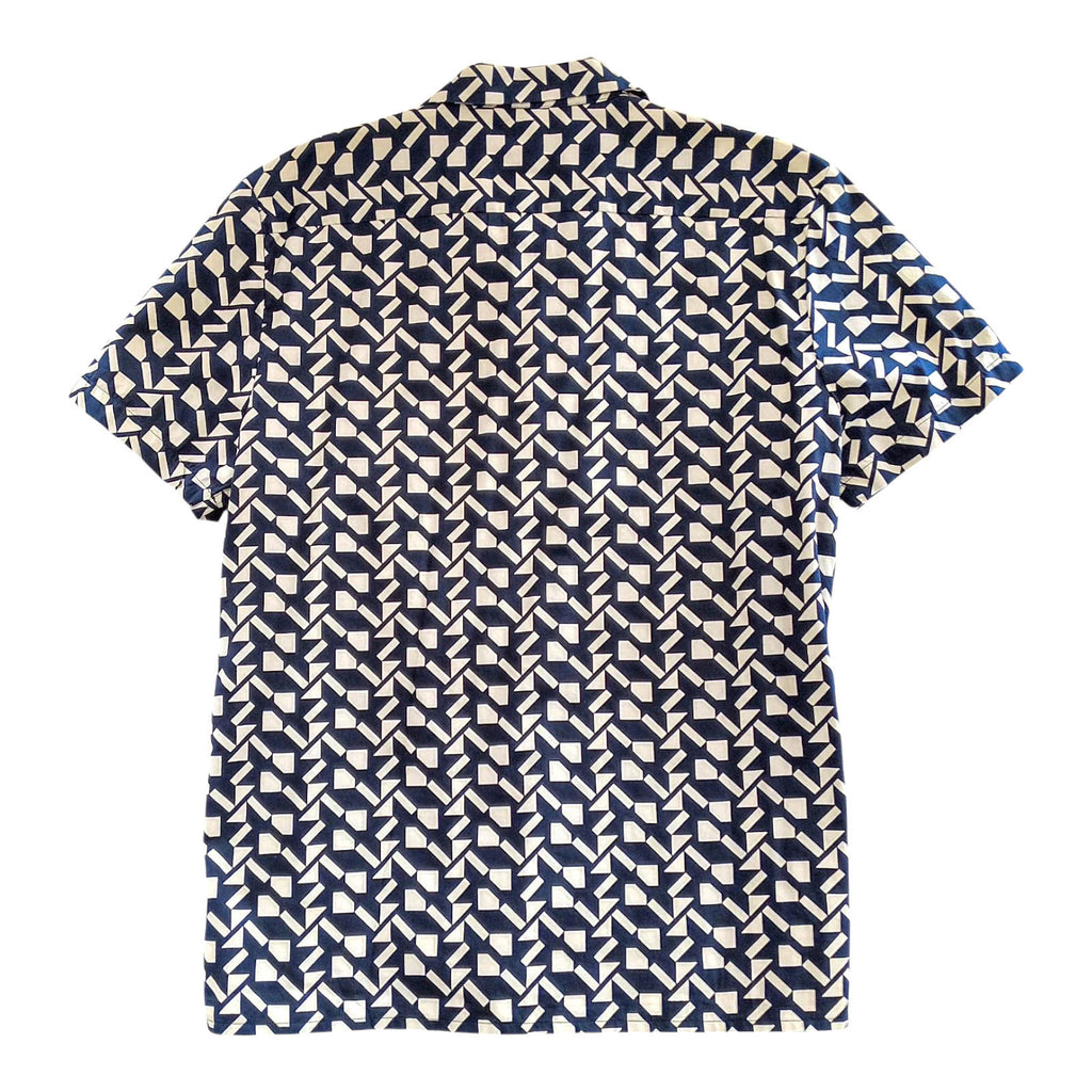 Primark Shirt Short Sleeve Geometric Black White 100% Cotton Men's UK Size 2XL