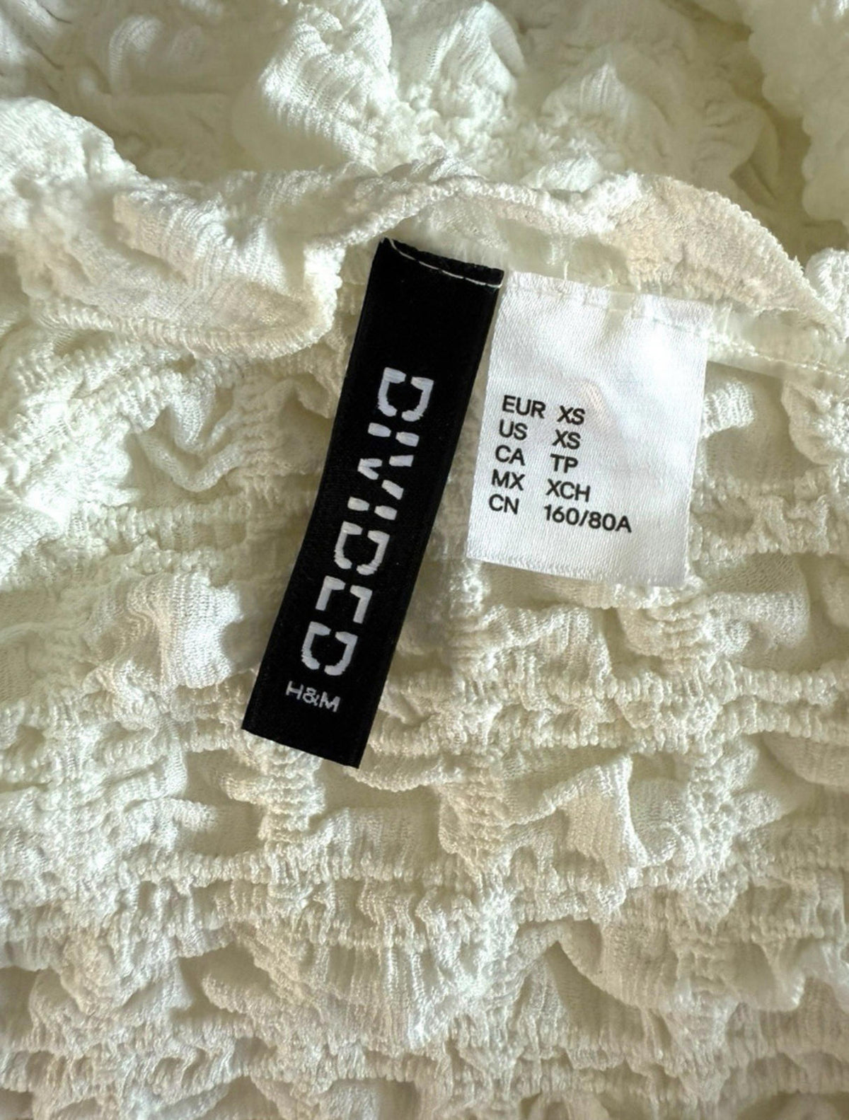 Divided White One Shoulder Top Textured Women's UK Size XS