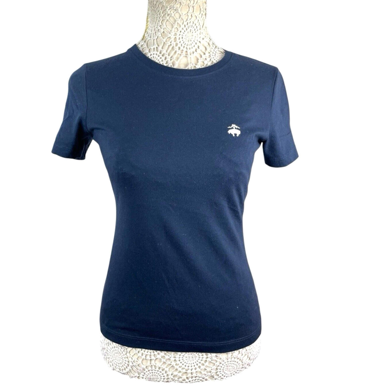 Brooks Brothers Blue Brooks Brothers T-Shirt Blue 100% Cotton Logo Women's UK Size XS