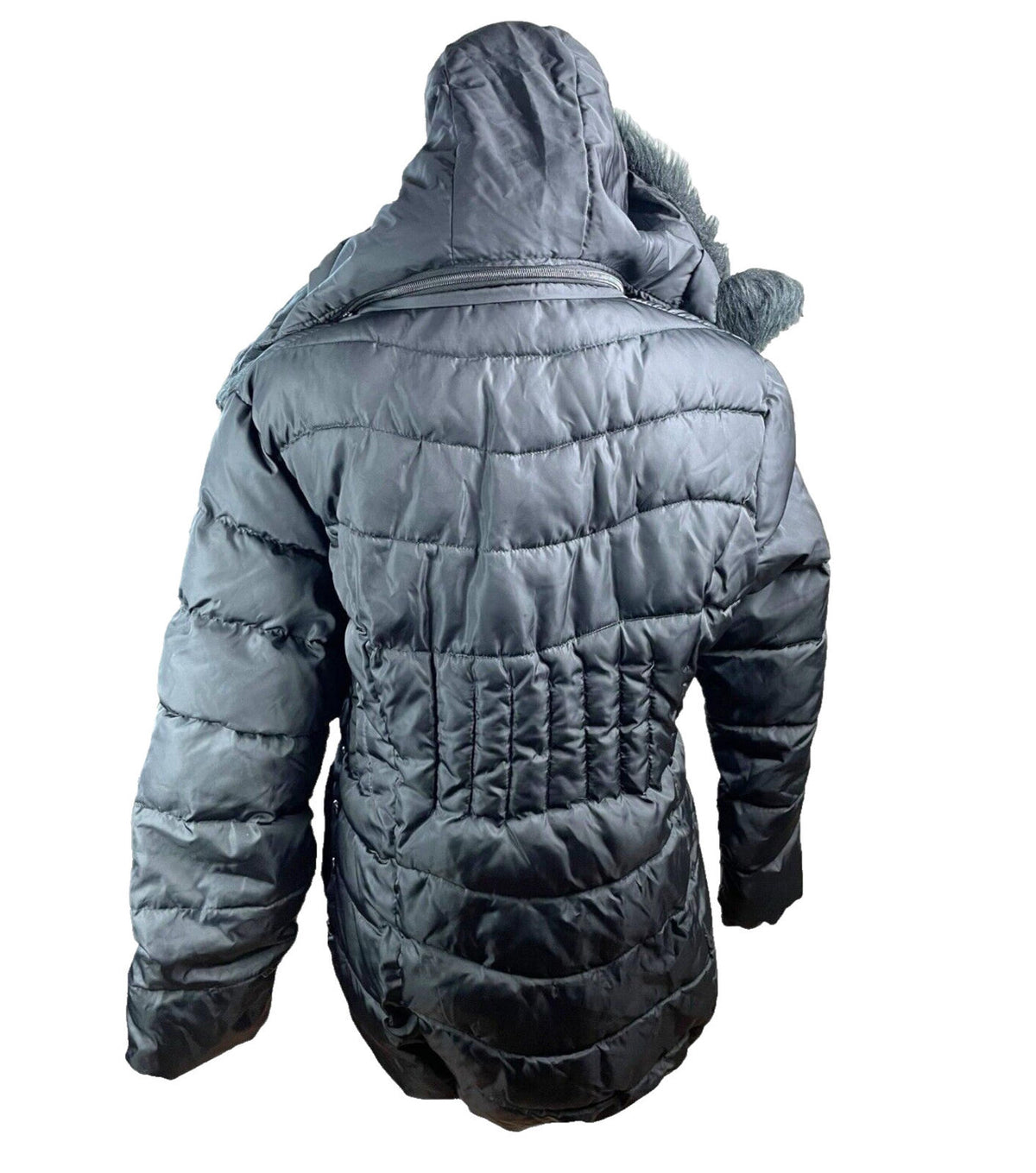 Xue Shiya Black Padded Jacket Hooded Faux Fur Trim Size 4XL Women’s UK Size 18