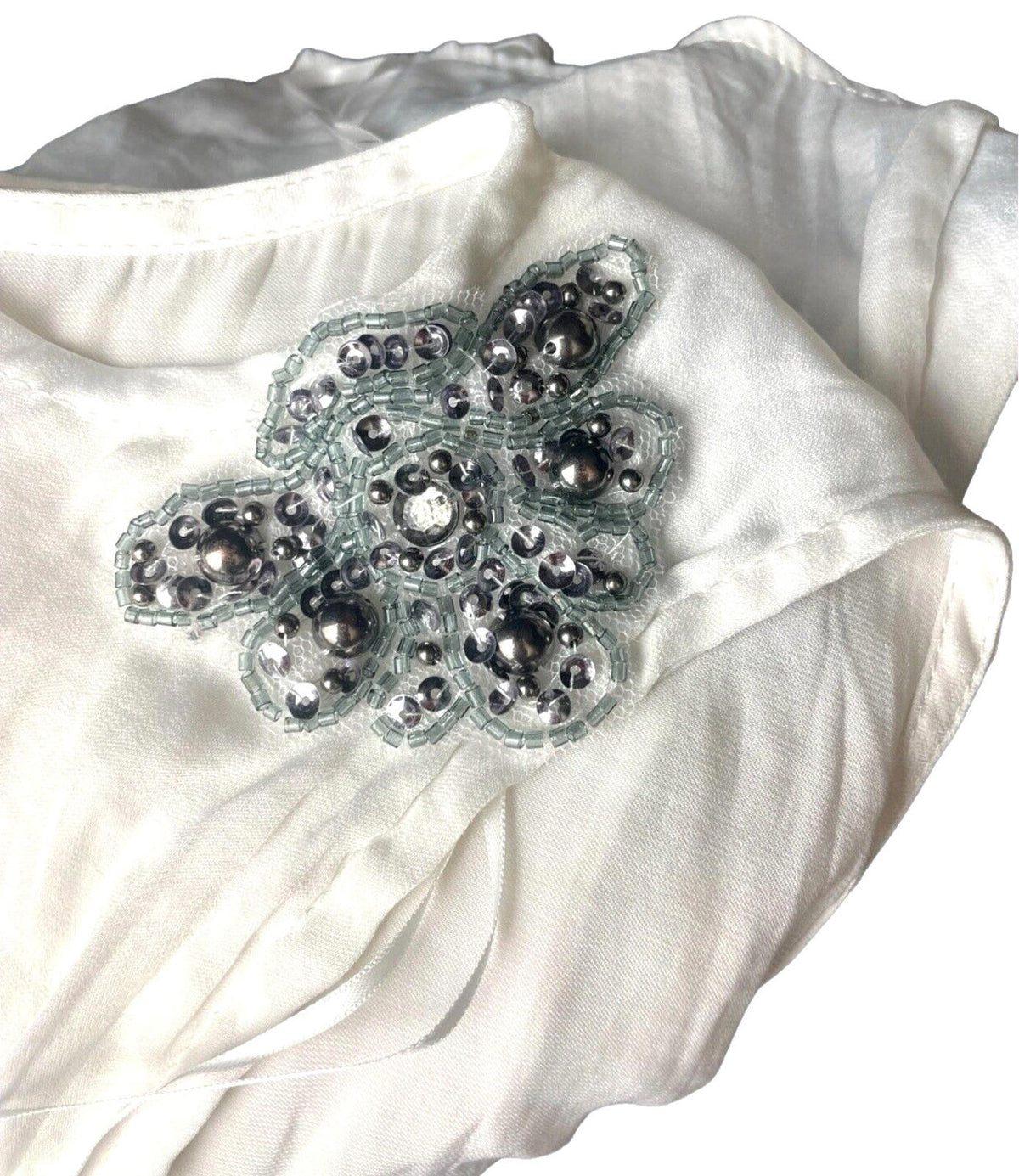 Zara White Vest Top Embellished Shoulder Women's UK Size S