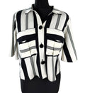 Primark Cropped Shirt Women’s UK Size 8 Bold Monochrome Stripe & Front Pockets