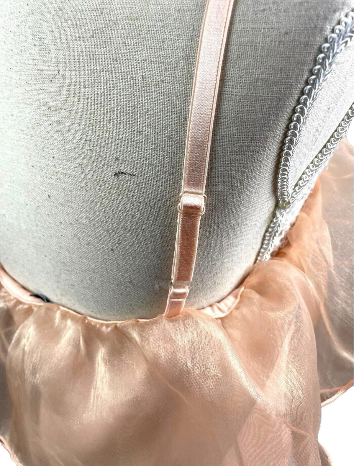 Select Tiered Ruffle Camisole Top Women's UK Size M Peach Cropped Adjustable