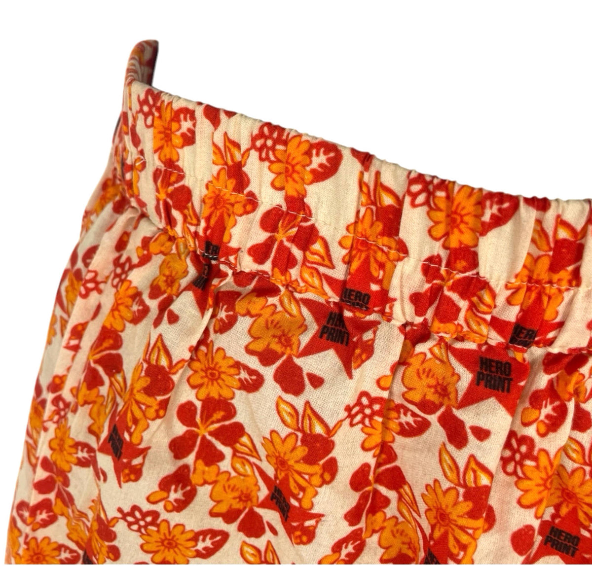 Bright Orange Floral Shorts High Waist Women's UK Size S