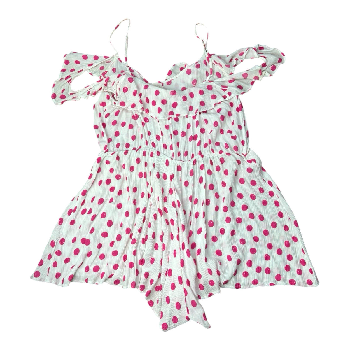 Floozie Polka Dot Playsuit Women's UK Size L Spaghetti Strap Crinkle Effect