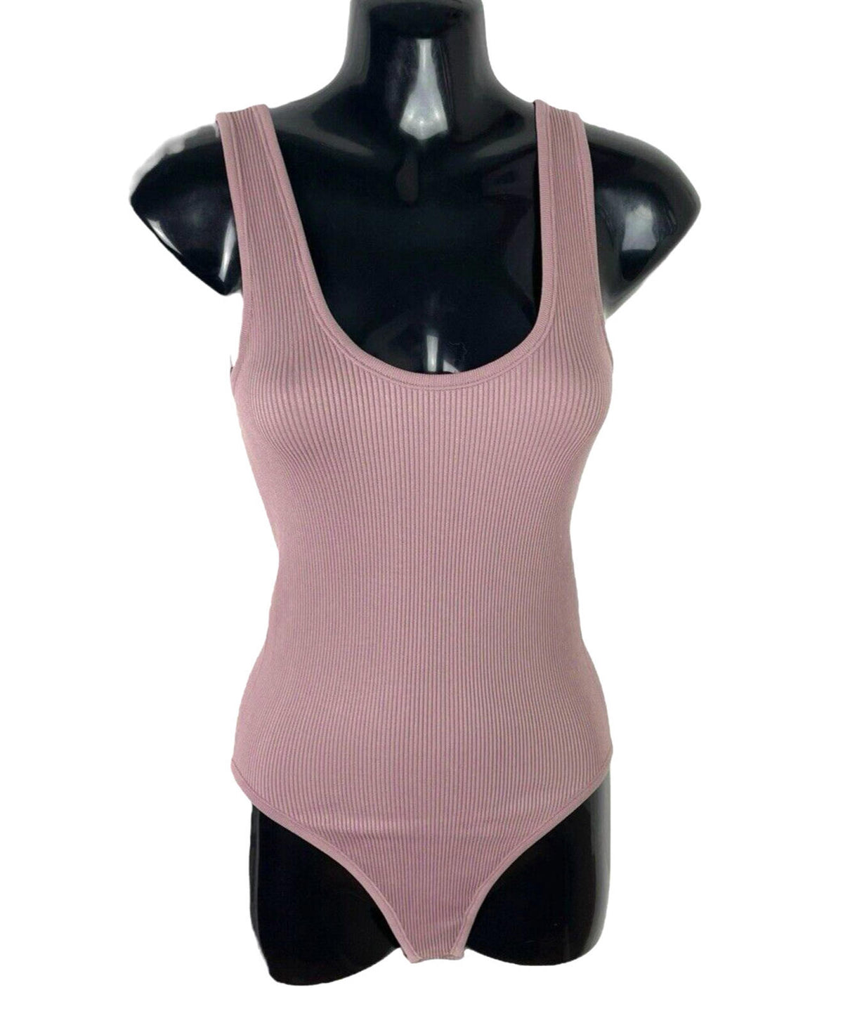 Inlyric Lilac Inlyric Bodysuit Argyle Purple Ribbed Top Stretch Women's UK Size 10