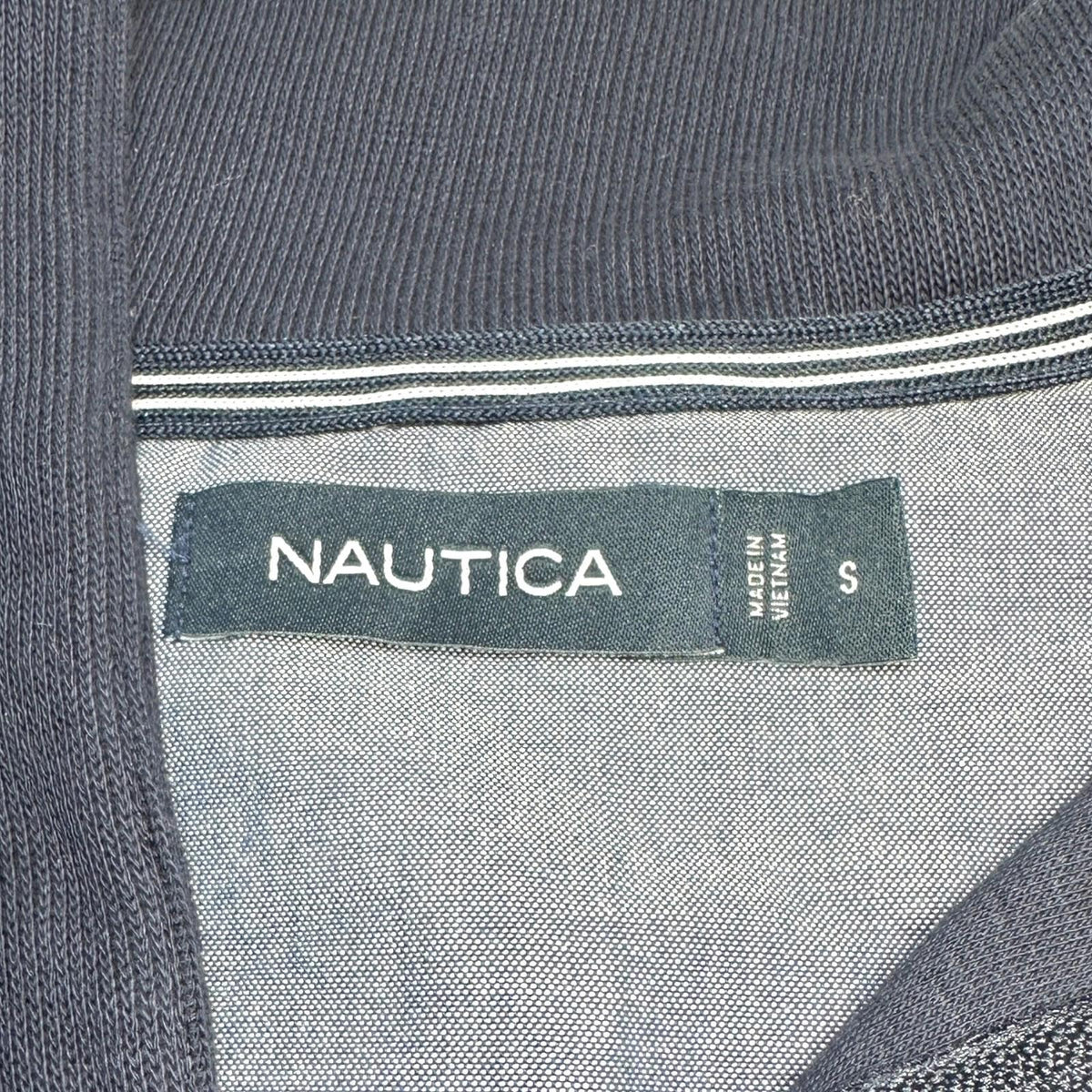 Nautica Jumper Men's UK Size S Navy Blue Long Sleeve 1/4 Zip Embroidered Logo Sweater