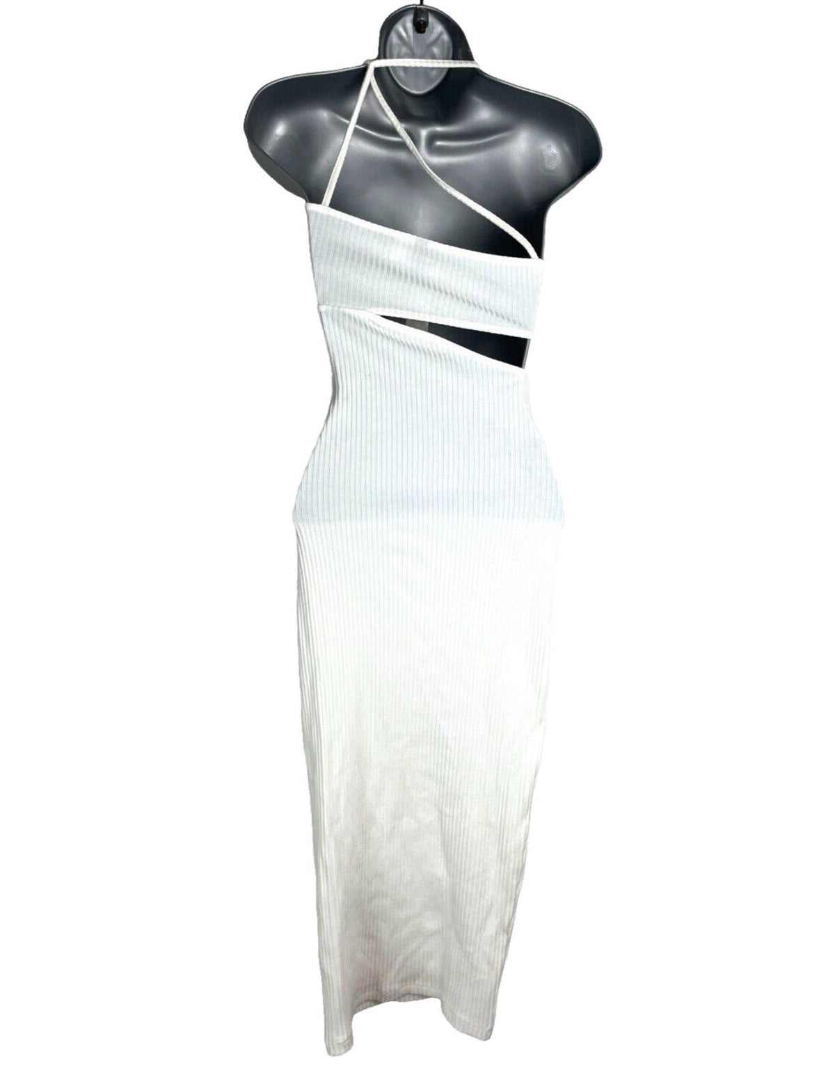 Divided Maxi Dress Ivory Ribbed Cut Out Design Women’s UK Size XS