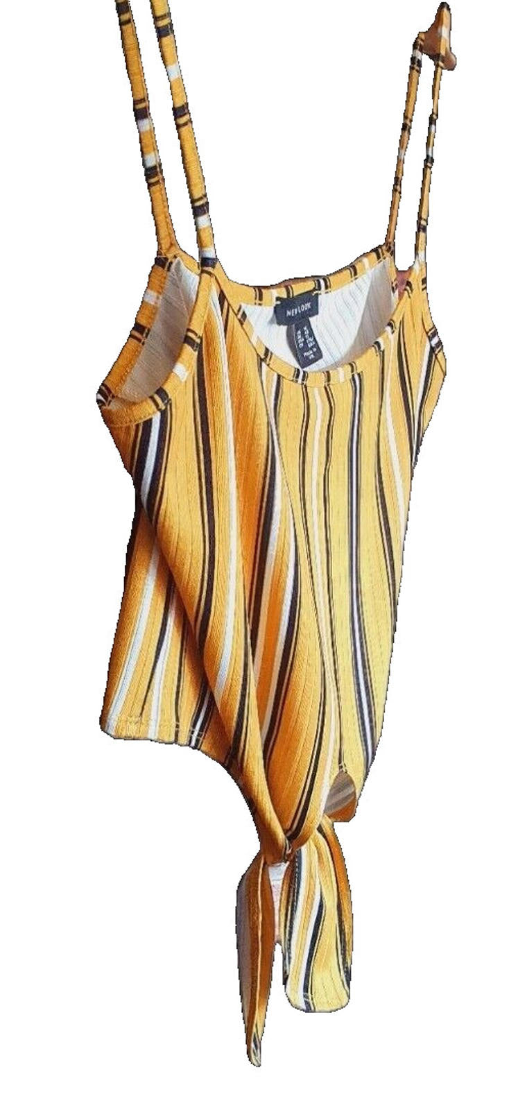 New Look Stripe Tie Front Crop Top Women's UK Size 14