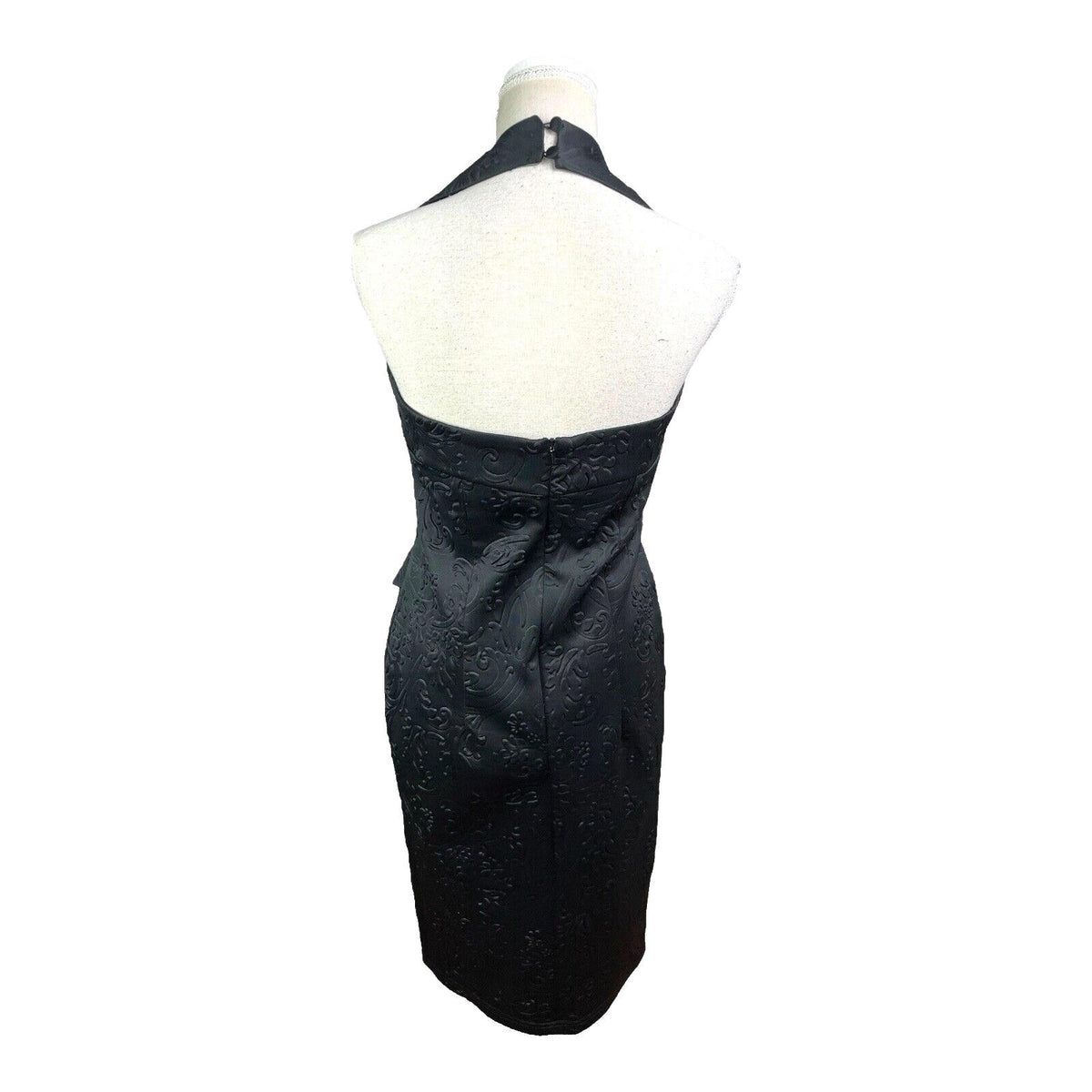 Amy Childs Black Quilted Midi Dress Halter Neck Women's UK Size 12