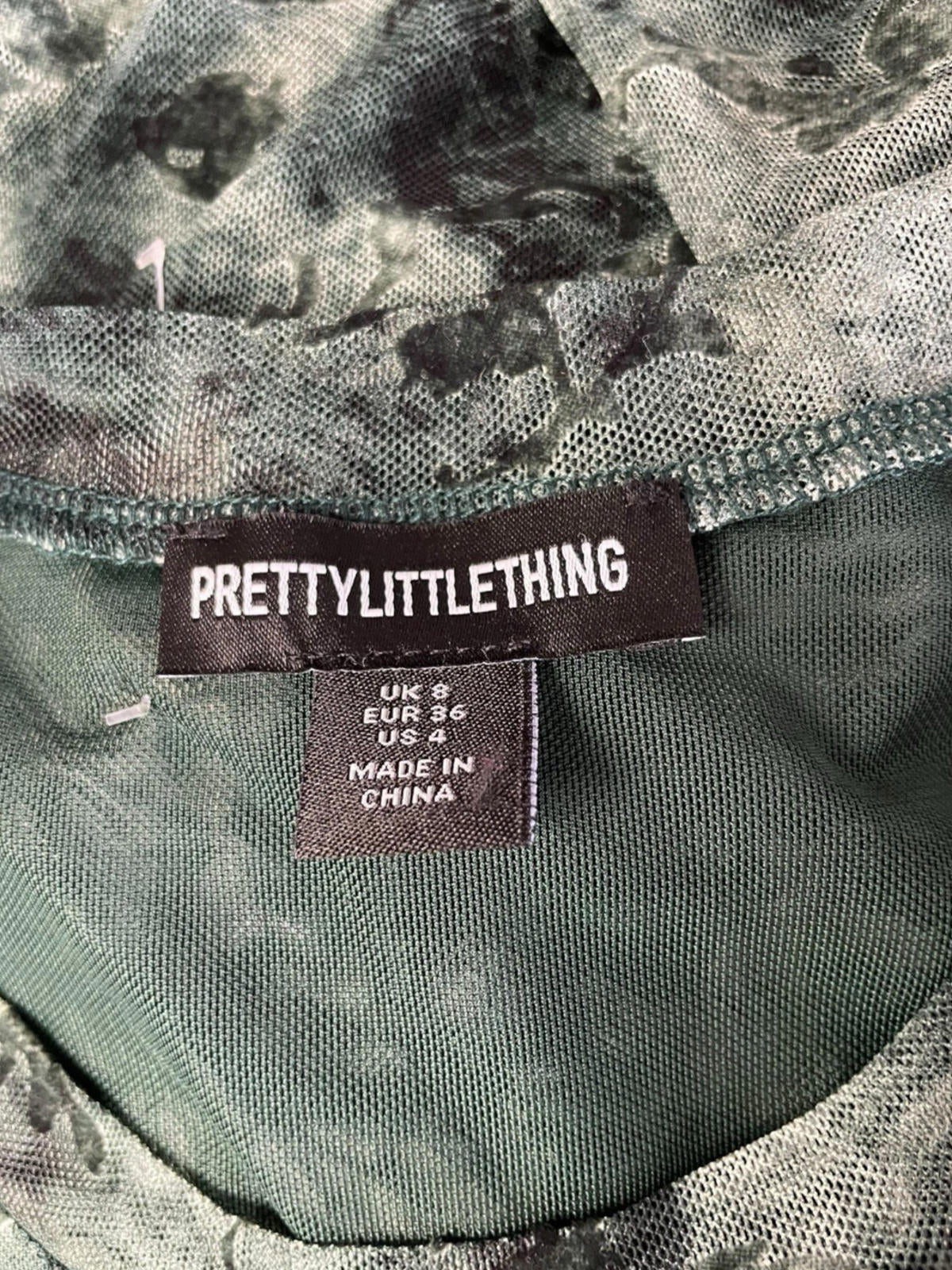 Pretty Little Thing Green Crop Top Ruffle Layered High Beck Women's UK Size 8