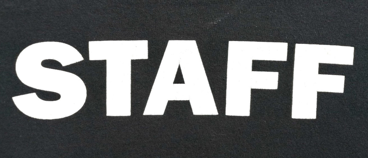 Staff Venue Graphic Print T-Shirt Men's Size XL Black Crew Neck 100% Cotton