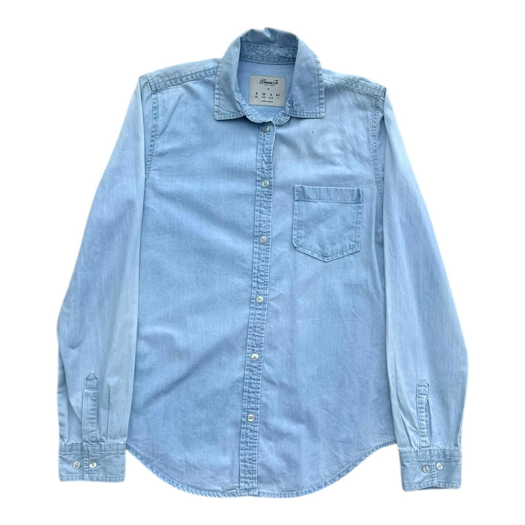 Denim Co Shirt Women's UK Size 8 Blue Long Sleeve Pocket Summer Button Front