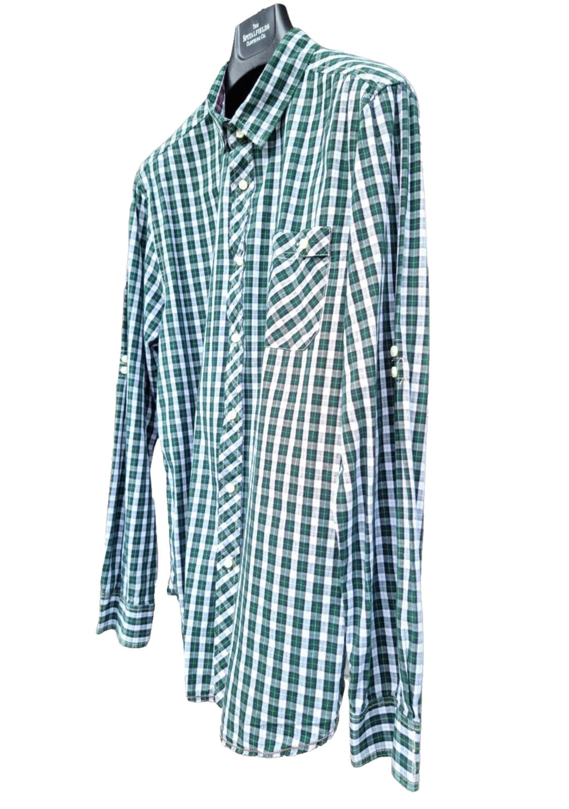 Burton Shirt Green Check Long Sleeve 100% Cotton Men's UK Size M Medium