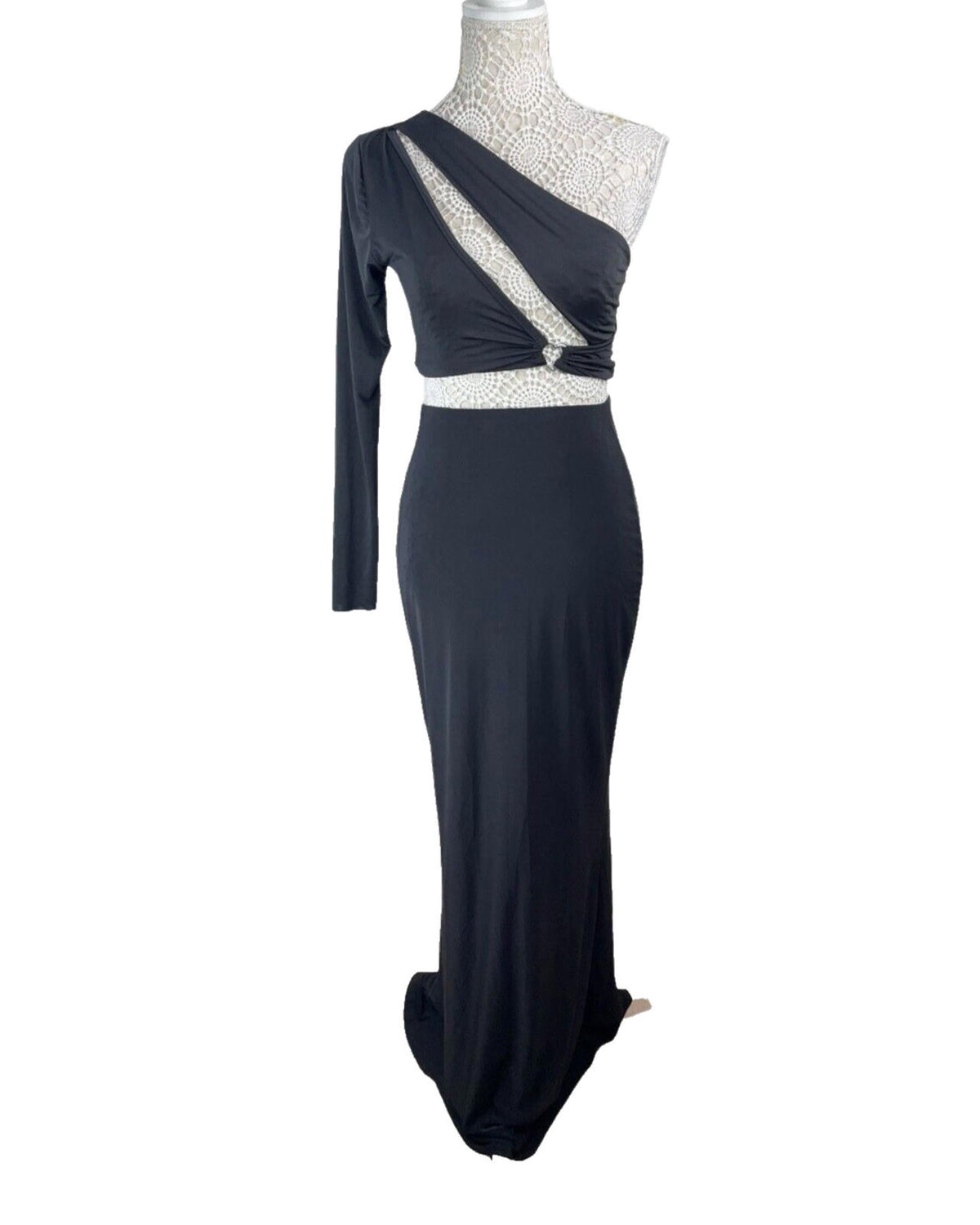 One Shoulder Cut Out & Skirt Co Ord Women’s UK Size 8 Black Evening Formal Heart