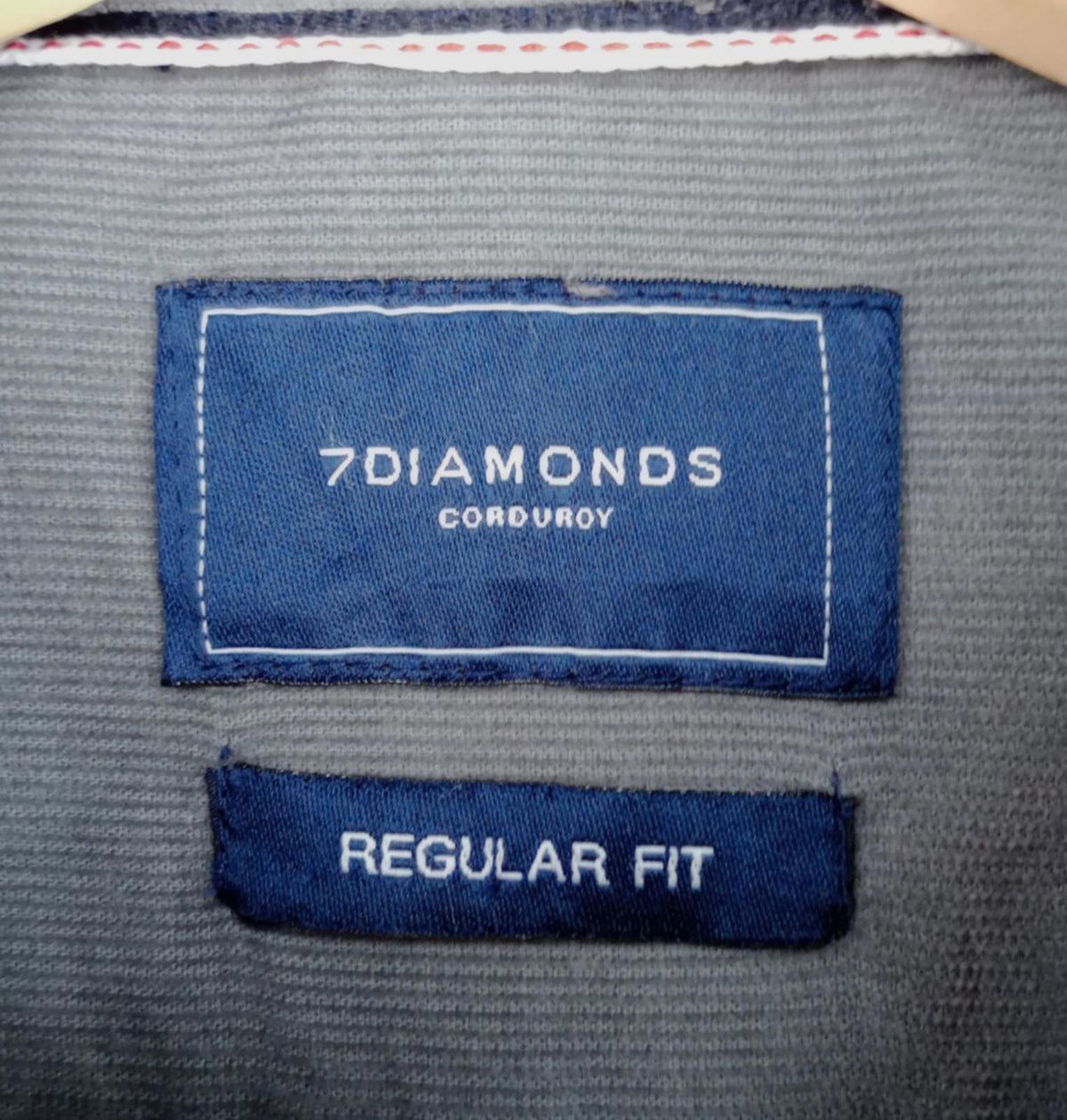 7 Diamonds Corduroy Shirt Men's UK Size XL Grey Long Sleeve Pocket 100% Cotton