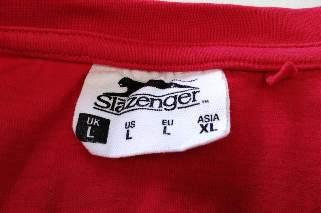 Slazenger T-Shirt Men's UK Size L Red Short Sleeve 100% Cotton Summer