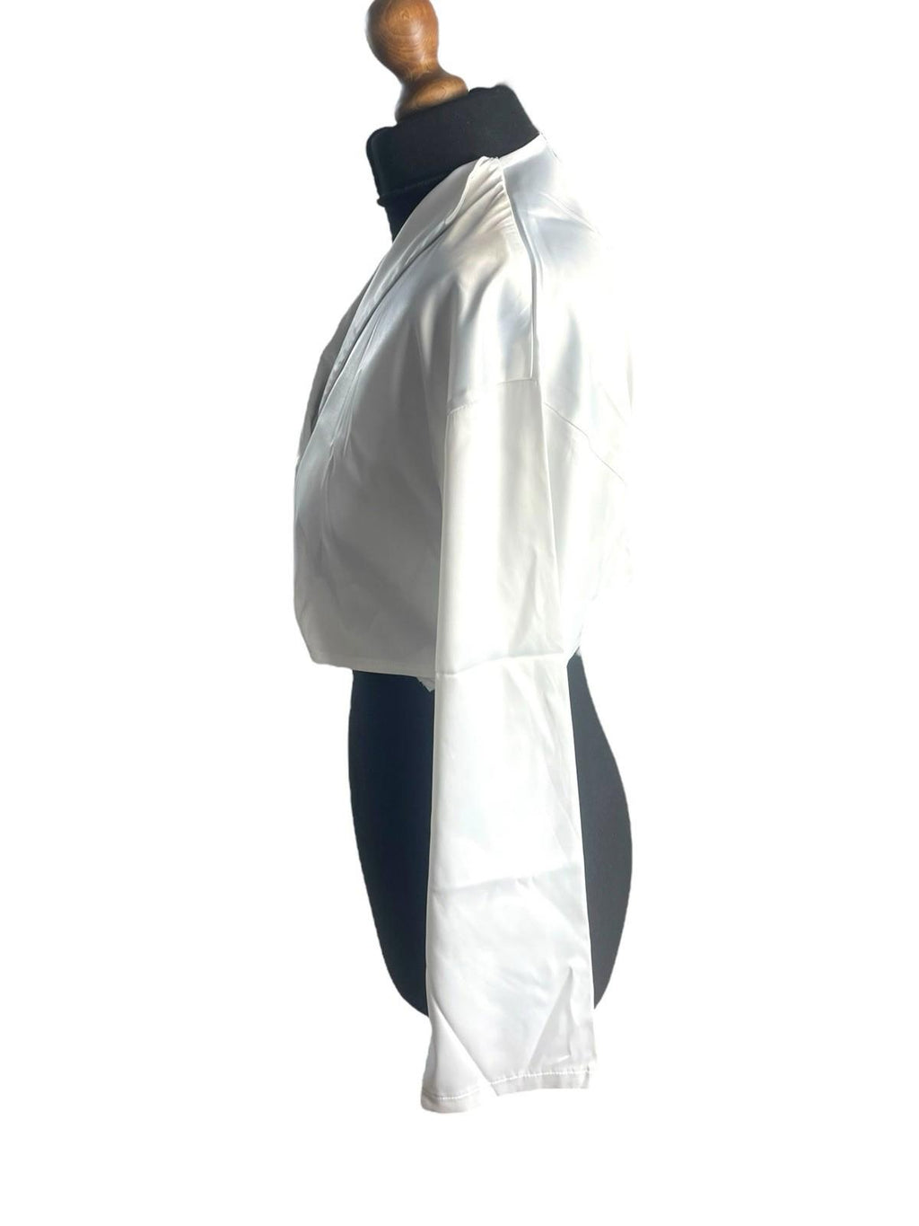 Pretty Little Thing White Satin Shirt Cropped Women’s UK Size 8