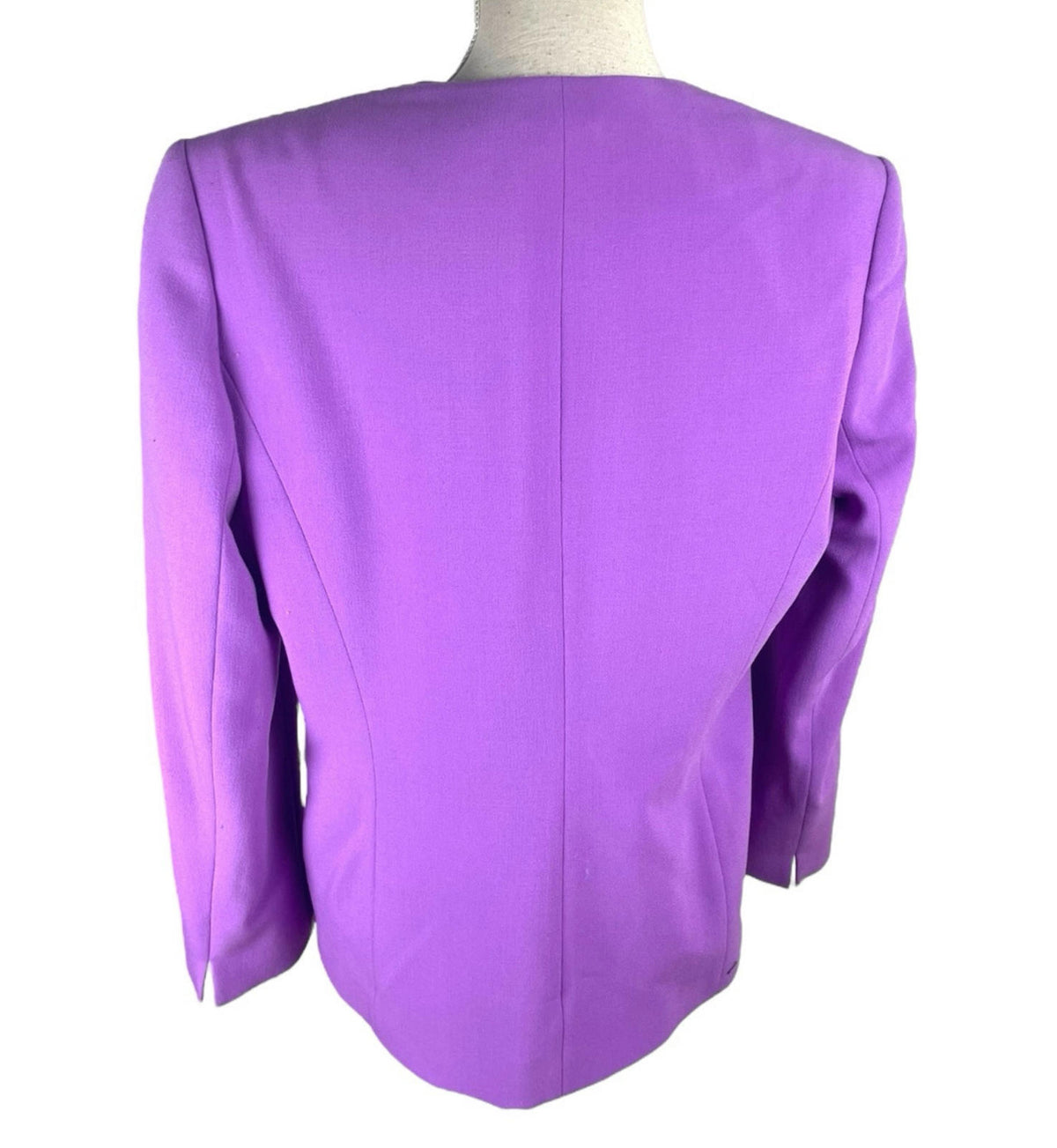 Jaques Vert Blazer Women's UK Size 12 Purple Collarless Shoulder Pads Formal