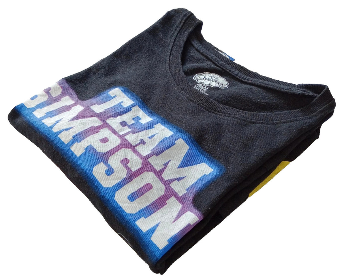 Fox Black Team Simpsons Graphic Print T-Shirt Men's UK Size L Black Crew Neck Basketball
