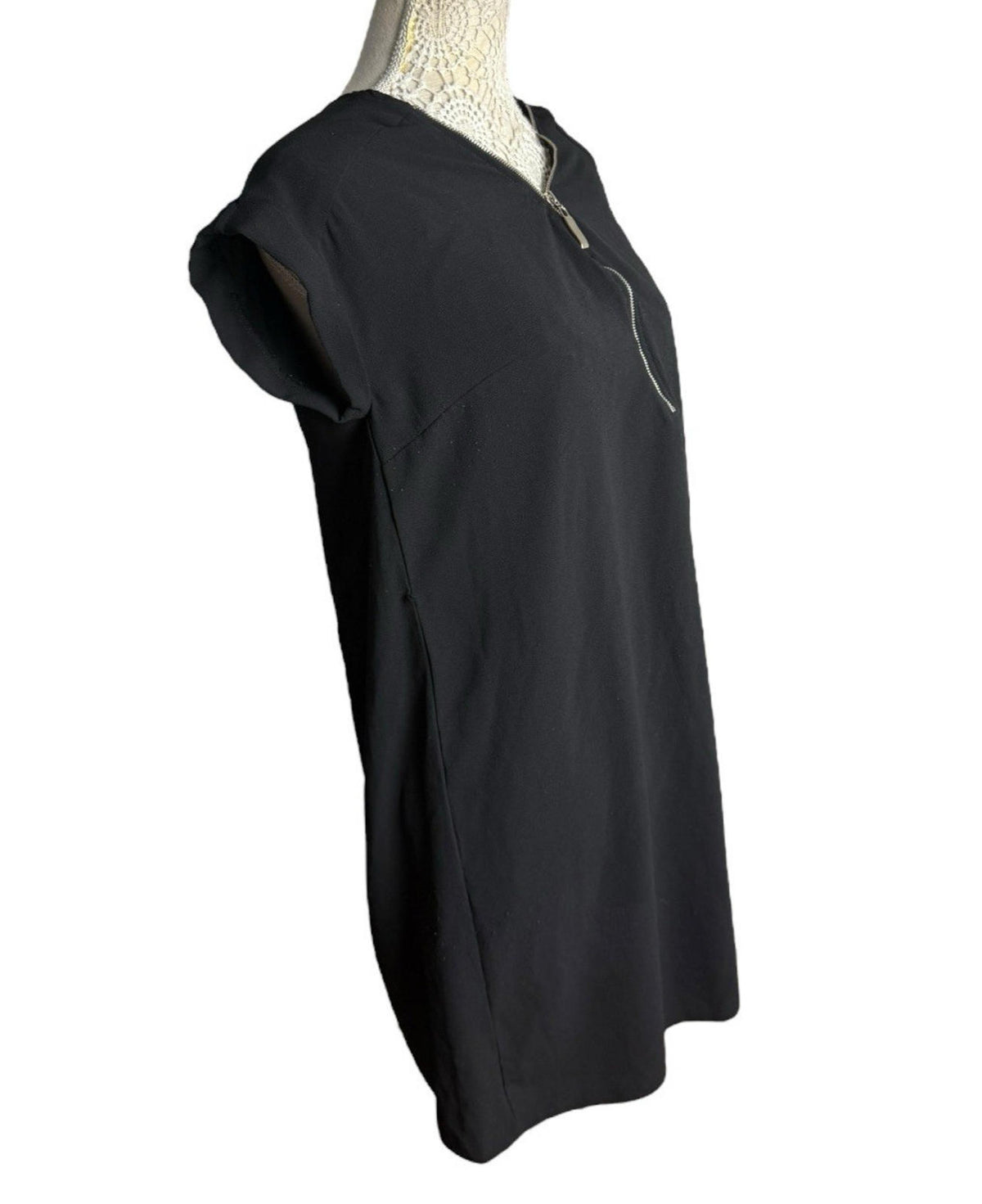 Papaya Black Long Top 1/4 Zip Short Sleeve Lightweight Women's UK Size 10