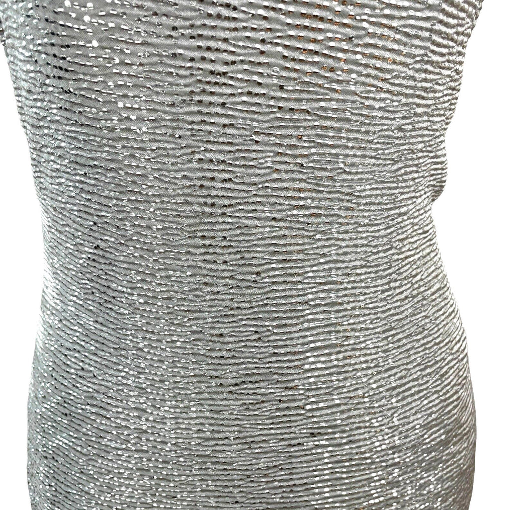 Manor Bodycon Midi Dress Silver Metallic Effect Strapless Women’s UK Size 8