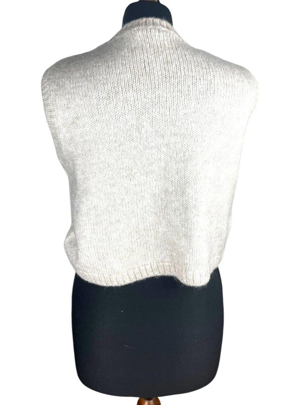 Bershka Beige Knit Vest Jumper Cropped Sleeveless Women's UK Size M
